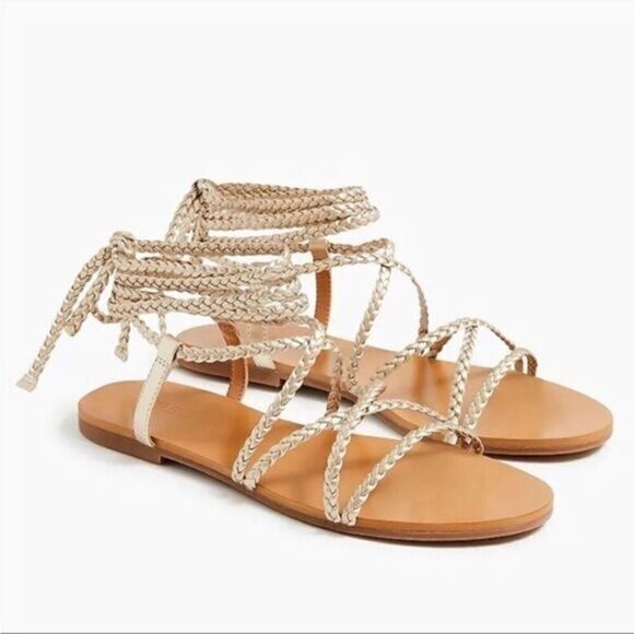 J. Crew Braided Ankle Wrap Sandals - Picture 1 of 4